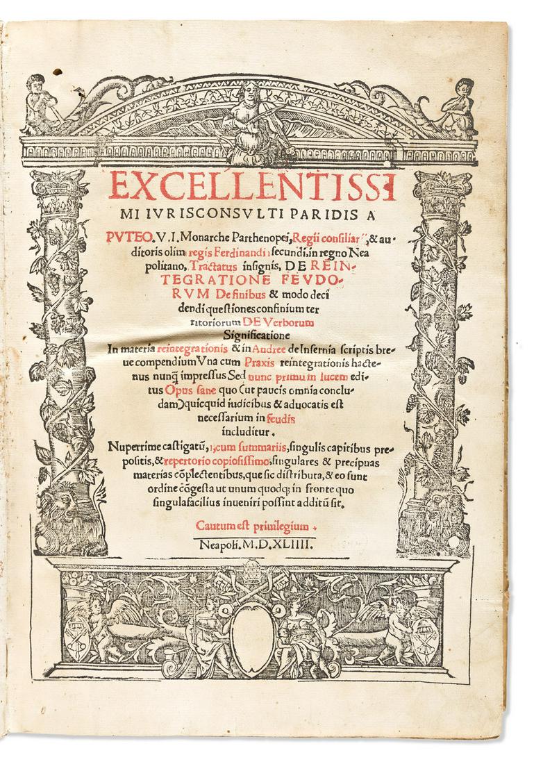 Puteo, Paris de [Paride del Pozzo] (1411-1493) Tractatus Insignis de Reintegratione Feudorum (1 of 1)