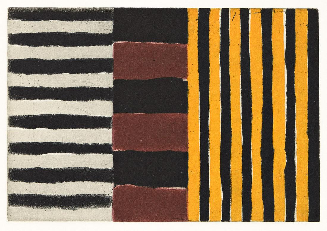 SEAN SCULLY Heart of Darkness by Joseph Conrad.: SEAN SCULLY Heart of Darkness by Joseph Conrad. Volume with complete text and 8 color etchings with aquatint, 1992. 305x253 mm; 12x10 inches (sheet), full margins, bound as issued. Edition of 300. Sig