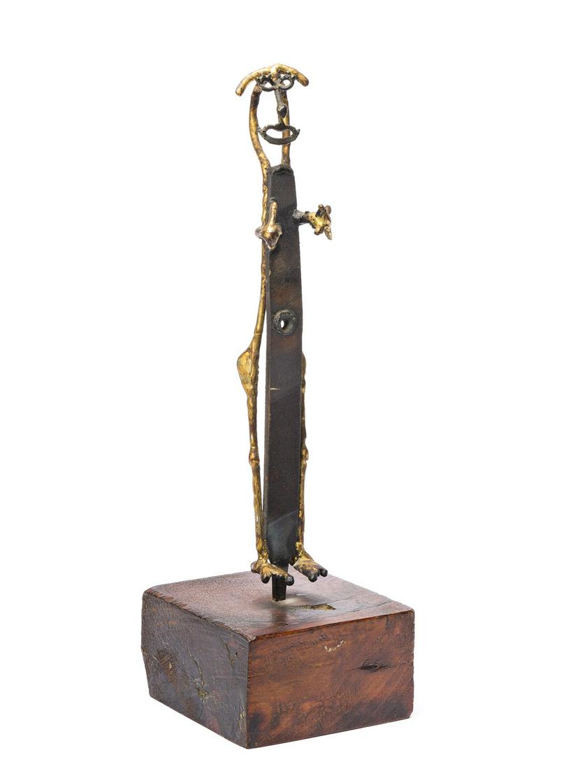 DAVID HARE (1917 - 1992, AMERICAN) Barre.: DAVID HARE (1917 - 1992, AMERICAN) Barre. Bronze rod weldement on a steel file, c.1960. 210 mm; 8 inches high on a 45x83 mm; 1x3 inch base. Provenance: Saidenberg Gallery, NY; Private collection. Davi