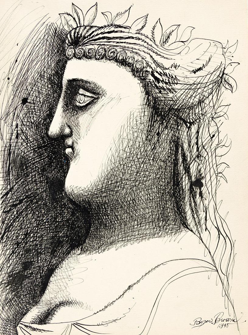 BYRON BROWNE (1907 - 1961, AMERICAN) Untitled, (Classical Head). (1 of 1)