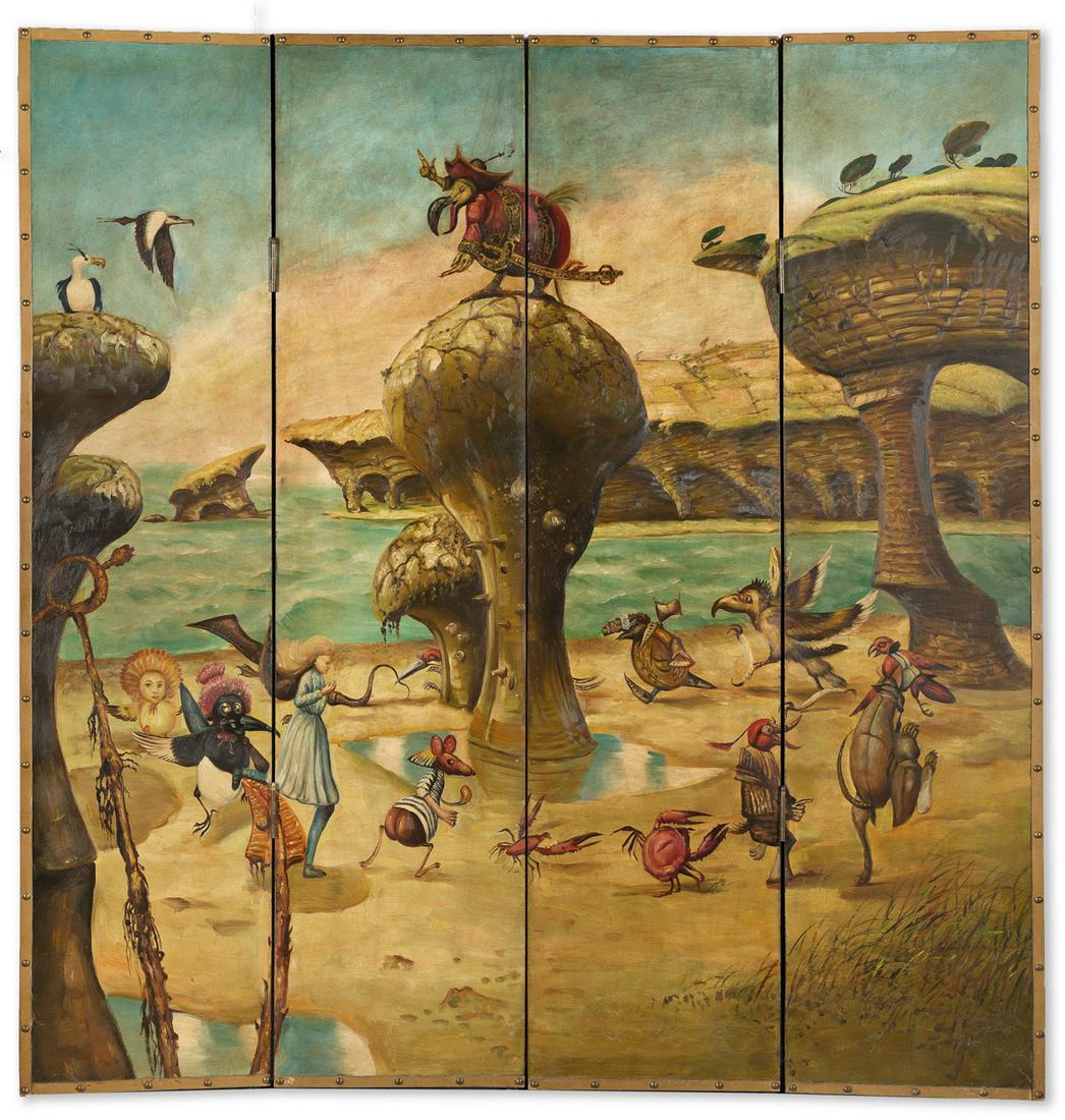 (ALICE IN WONDERLAND) AFTER RODNEY MATTHEWS (1945-) Decorative screen reproducing the scene "A (1 of 1)