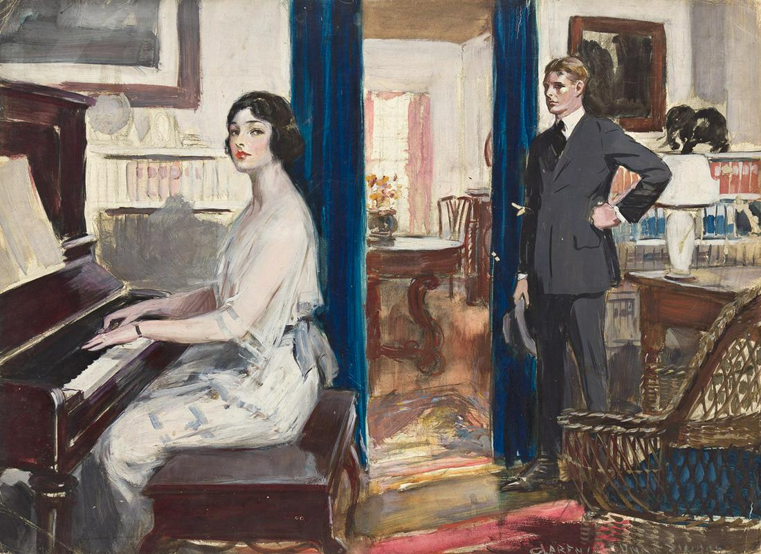CLARENCE F. UNDERWOOD (1871-1929) "Betty, do stop and look at me a minute. What's happened?: CLARENCE F. UNDERWOOD (1871-1929) "Betty, do stop and look at me a minute. What's happened? Something's gone wrong. I've felt it all evening." Illustration for the story ""I Never Could have Married A
