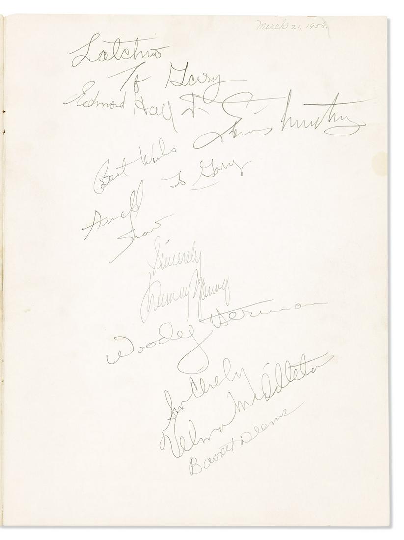 ARMSTRONG, LOUIS; AND WOODY HERMAN. Program for a 1956 concert, Signed by both, additionally (1 of 1)