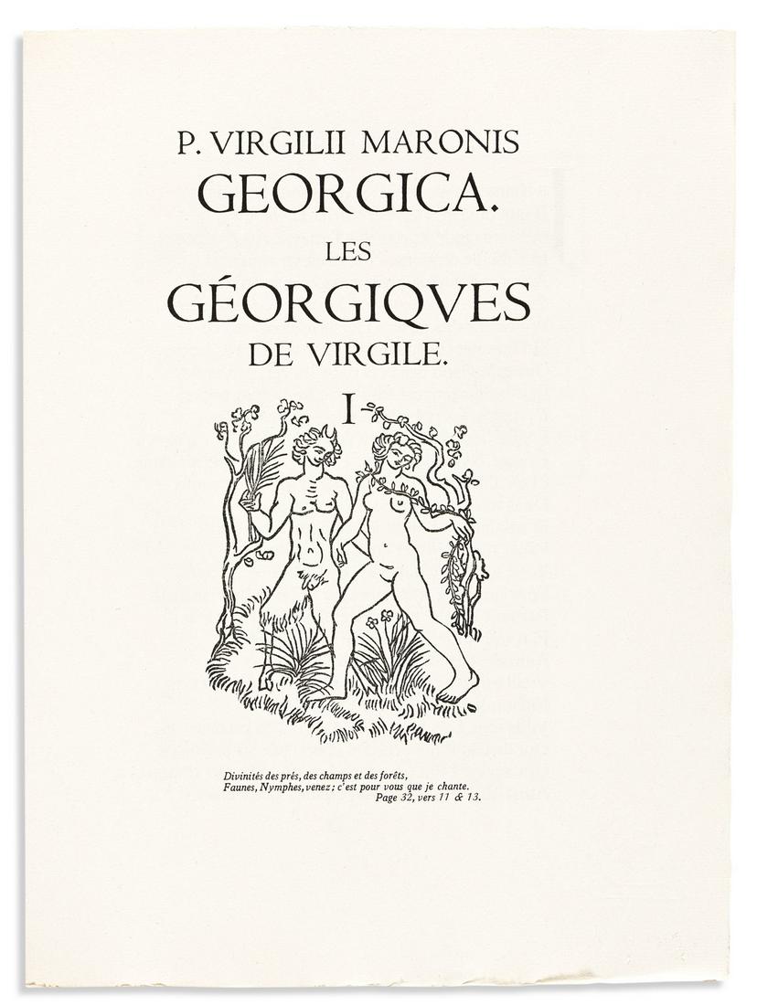 MAILLOL, ARISTIDE. Les GÃ©orgiques de Virgile.: MAILLOL, ARISTIDE. Les Géorgiques de Virgile. 2 volumes. Woodcut illustrations and initials by Maillol. 4to, unsewn in original wrappers, contents clean; publisher's parchment-backed folders and 