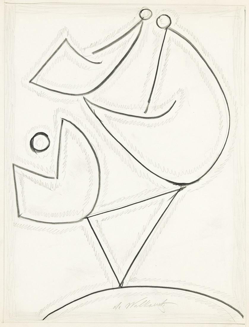 ABRAHAM WALKOWITZ Three abstract pencil drawings. (1 of 3)