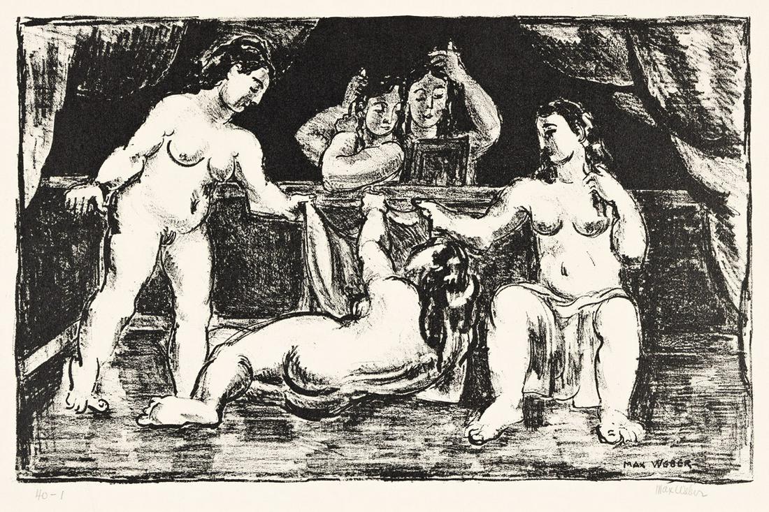 MAX WEBER The Mirror #2.: MAX WEBER The Mirror #2. Lithograph, circa 1929. 210x330 mm; 8¼x13 inches, full margins. Edition of 40. Signed and numbered "40-1" in pencil, lower right. A superb, dark impression of this scarce