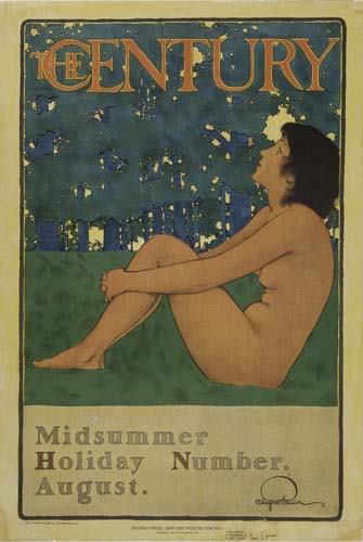 Poster MAXFIELD PARRISH. MAXFIELD PARRISH THE: MAXFIELD PARRISH. THE CENTURY. 1897. 20x13 1/2 inches. Thomas & Wylie. Condition B: losses and restored losses in bottom margin and corners; creases in margins; minor losses in image. Japan.