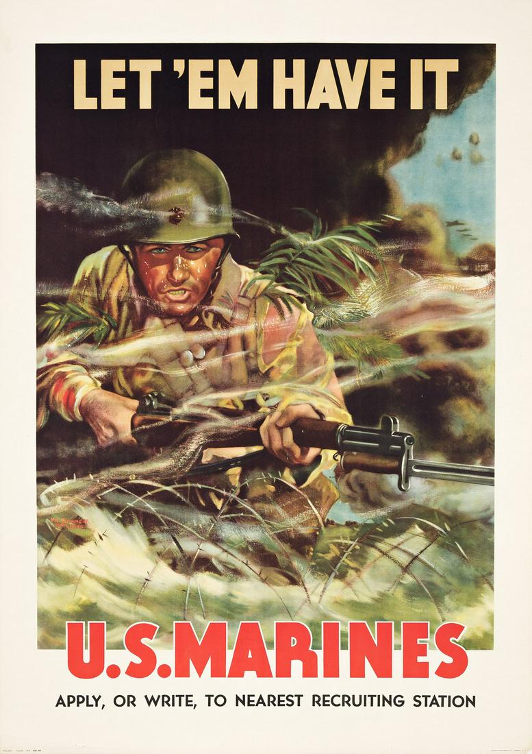 VIC GUINNESS (DATES UNKNOWN).  LET 'EM HAVE IT / U.S. MARINES. 1942. 39¾x28¼ inches, (1 of 1)