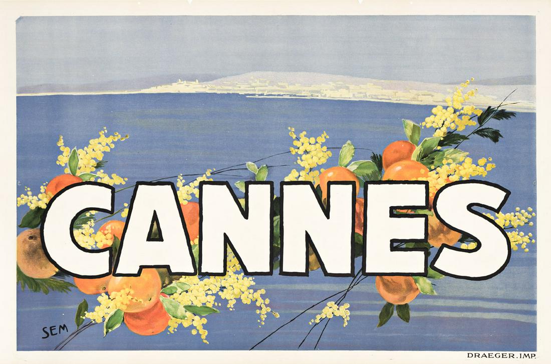 SEM (GEORGES GOURSAT, 1863-1934).  CANNES. Circa 1930. 31½x47½ inches, 80x120½ cm. (1 of 1)