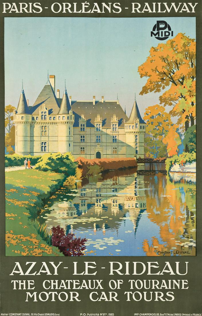 LEON CONSTANT-DUVAL (1877-1956).  AZAY - LE - RIDEAU / THE CHATEAUX OF TOURAINE / MOTOR CAR TOURS. (1 of 1)