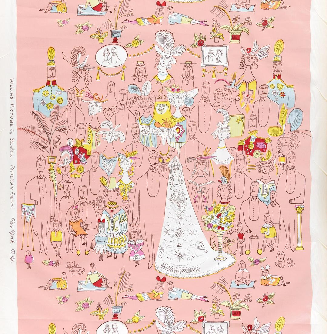 SAUL STEINBERG (1914-1999).  [FABRIC PATTERNS / HORSES & THE WEDDING]. Group of 3 garment bags, 7 (1 of 2)