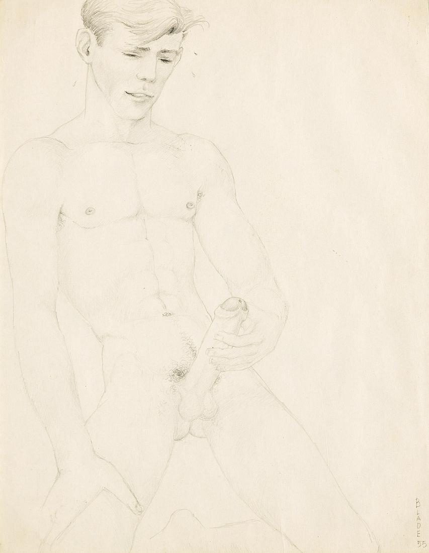 BLADE (NEEL BATE 1916-1989) "Jack.": BLADE (NEEL BATE 1916-1989) "Jack." Graphite on paper. 280x217 mm; 11x8½ inches. Signed and dated "Blade 55" in pencil, lower right; titled on verso. Bate was known as "Blade," as he signed this