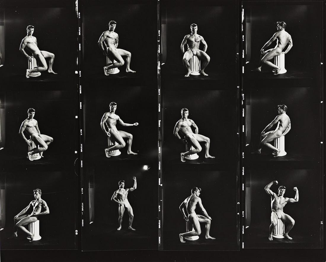 BRUCE BELLAS (BRUCE OF LA) (1909-1974) Three contact sheets featuring the model Don Hawksley posing (1 of 3)