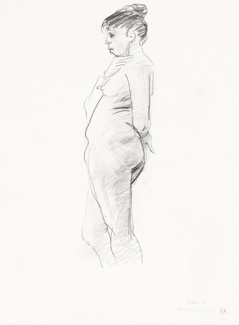 PATRICK ANGUS (1935-1992) Two pencil drawings.: PATRICK ANGUS (1935-1992) Two pencil drawings. Standing Nude * Seated Nude. Both 305x227 mm; 12x9 inches. Both with the artist's estate blind stamp and inscribed with initials "PA" in pencil, lower ri