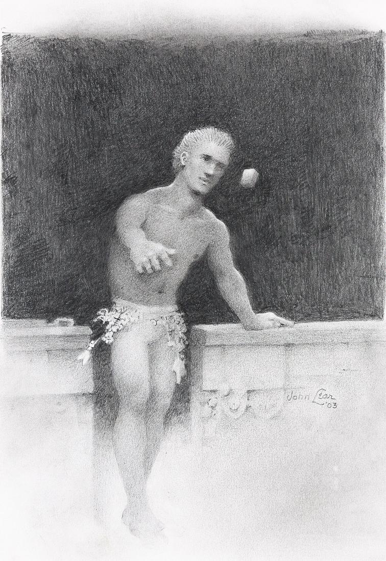 JOHN B. LEAR (1910-2008) Airborne.: JOHN B. LEAR (1910-2008) Airborne. Pencil on cream wove paper. 355x275 mm; 14x10 inches. Signed and dated in pencil, lower right recto. 2003.Provenance: Acquired directly from the artist by current ow