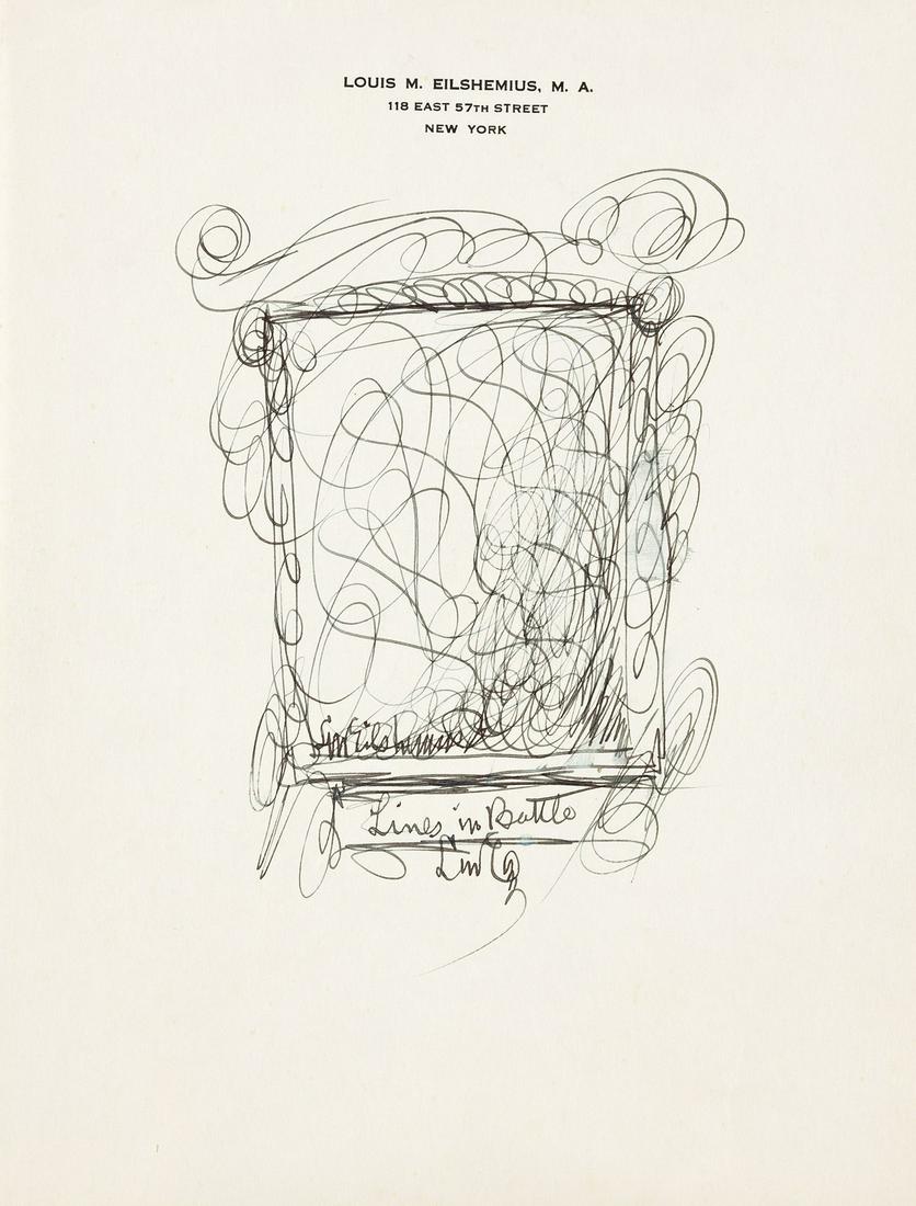 LOUIS EILSHEMIUS Group of 5 pen and ink drawings. (1 of 5)