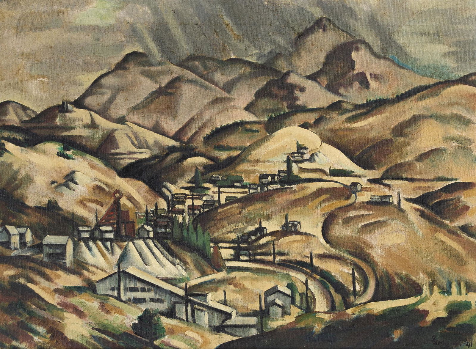 CLEVE GRAY Mountainous Landscape.: CLEVE GRAYMountainous Landscape.Oil on canvas, 1941. 450x610 mm; 17x24 inches. Signed and dated in oil, lower right recto.Gifted by the artist to private collection; thence through descent to private