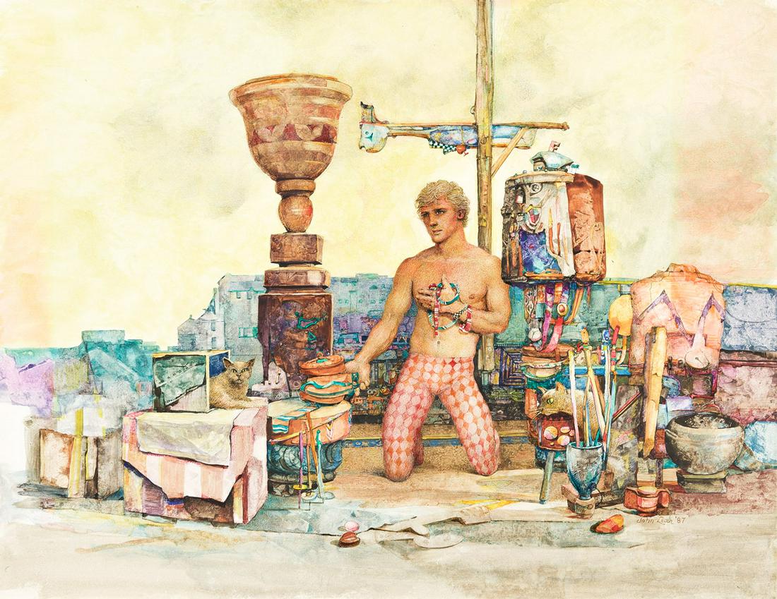 JOHN B. LEAR Urn with a "U".: JOHN B. LEARUrn with a "U".Watercolor on illustration board, 1987. 392x507 mm; 15½x20 inches. Signed and dated in watercolor, lower right recto. Provenance: Pearl Fox Gallery, Philadelphia, wit