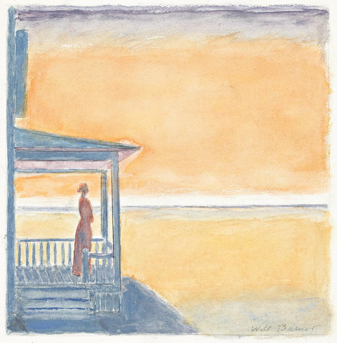 WILL BARNET Study for "Early Morning".: WILL BARNETStudy for "Early Morning".Watercolor on paper. 360x465 mm; 14x18¼ inches. Signed in pencil, lower right recto.This work is a study for the 1972 oil painting Early Morning illustrated