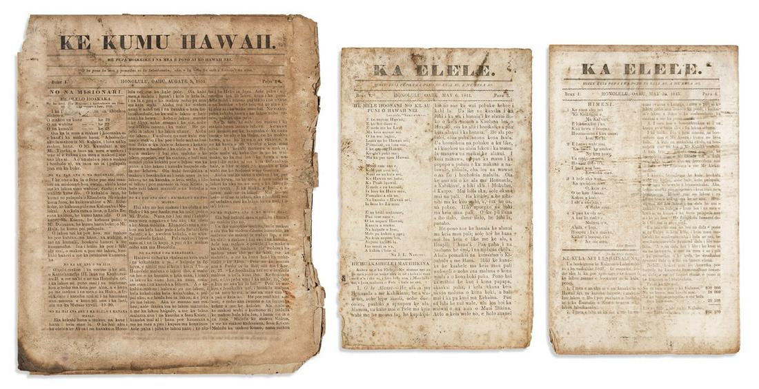 (HAWAII.) Group of 3 early Hawaiian newspapers. (1 of 1)
