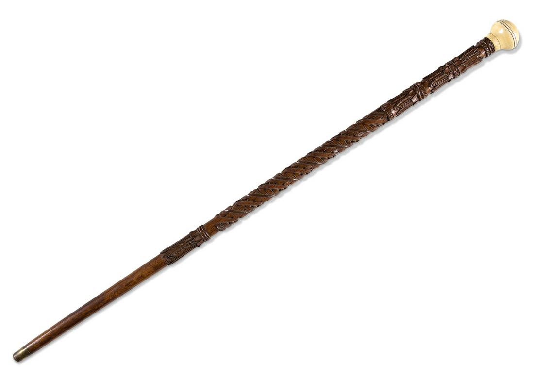 (GIDEON WELLES.) Cane said to be made for Abraham Lincoln from the wood of Fort Sumter. (1 of 1)