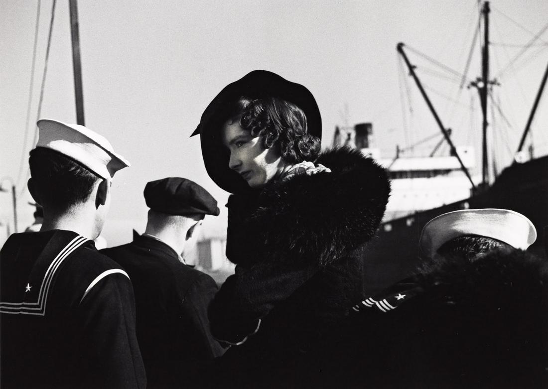 JOHN GUTMANN (1905-1998) The Fleet is In, San Francisco.: JOHN GUTMANN (1905-1998) The Fleet is In, San Francisco. Silver print, the image measuring 6¾x9½ inches (17.1x24.1 cm.), the sheet slightly larger, with Gutmann's signature, title, and negat