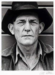 ARTHUR ROTHSTEIN (1915-1985) Farmer, Lancaster County, Nebraska.: ARTHUR ROTHSTEIN (1915-1985) Farmer, Lancaster County, Nebraska. Silver print, the image measuring 12x9 inches (30.5x22.9 cm.), the sheet 14x11 inches (35.6x27.9 cm.), with Rothstein's signature in pe