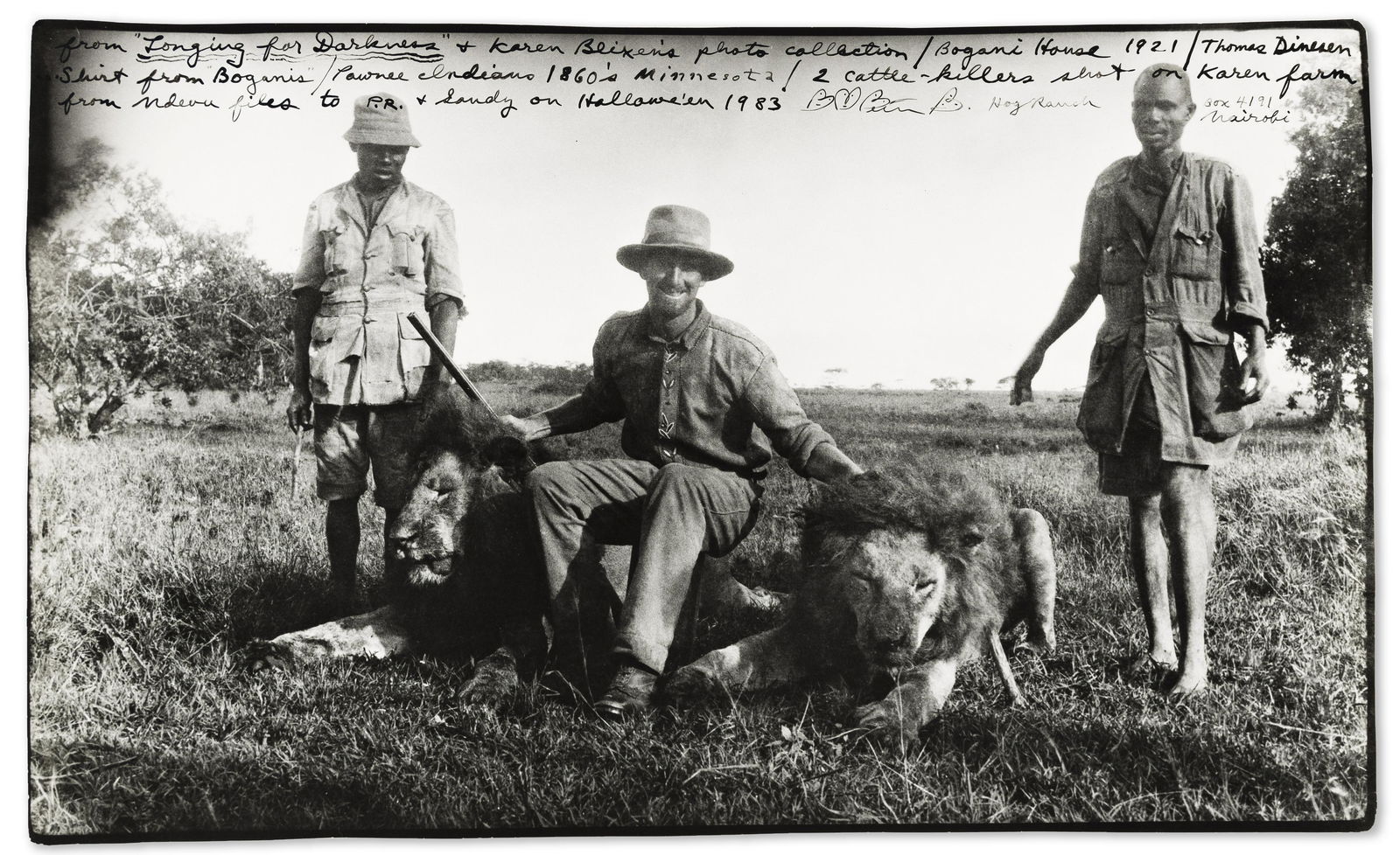 PETER BEARD (1938-2020) Halloween, Hog Ranch.: PETER BEARD (1938-2020) Halloween, Hog Ranch. Beard's full caption reads: From "Longing for Darkness" + Karen Blixen's photo collection / Bogani house 1921 / Thomas Dinesen Shirt from Boganis / Pawnee