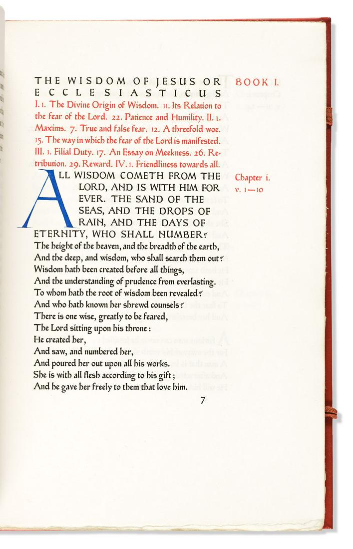 (ASHENDENE PRESS.) The Wisdom of Jesus The Son or Sirach Commonly Called Ecclesiasticus. (1 of 2)