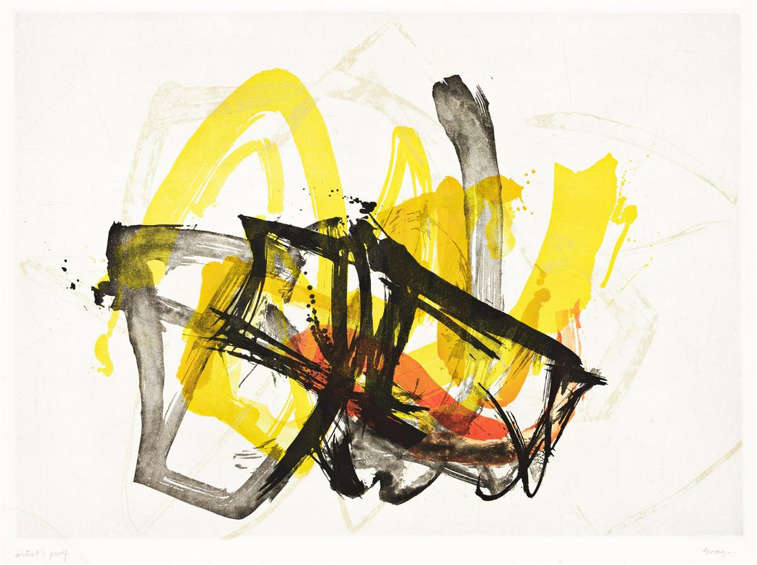 CLEVE GRAY Untitled.: CLEVE GRAY Untitled. Color aquatint on white wove Fabriano paper, 1981. 540x752 mm; 21¼x29 inches, full margins. Artist's proof, aside from the edition of 35. Signed and inscribed "artist's proof