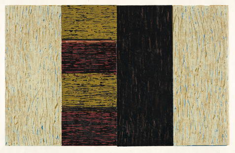 SEAN SCULLY Stranger.: SEAN SCULLY Stranger. Color woodcut on Okawara paper, 1987. 635x1015 mm; 25x40 inches, full margins. Signed, titled, dated and numbered 12/30 in pencil, lower margin. Printed by Chip Elwell, New York.