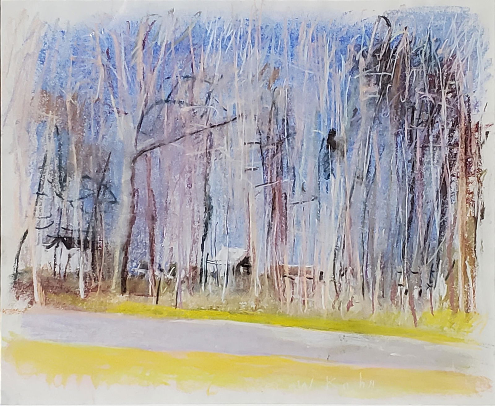 WOLF KAHN Landscape, Coral Springs, Florida.: WOLF KAHN Landscape, Coral Springs, Florida. Color pastels on cream wove paper, 2001. 360x435 mm; 14x17 inches. Signed in white, lower center recto.Provenance: Private collection, New York.