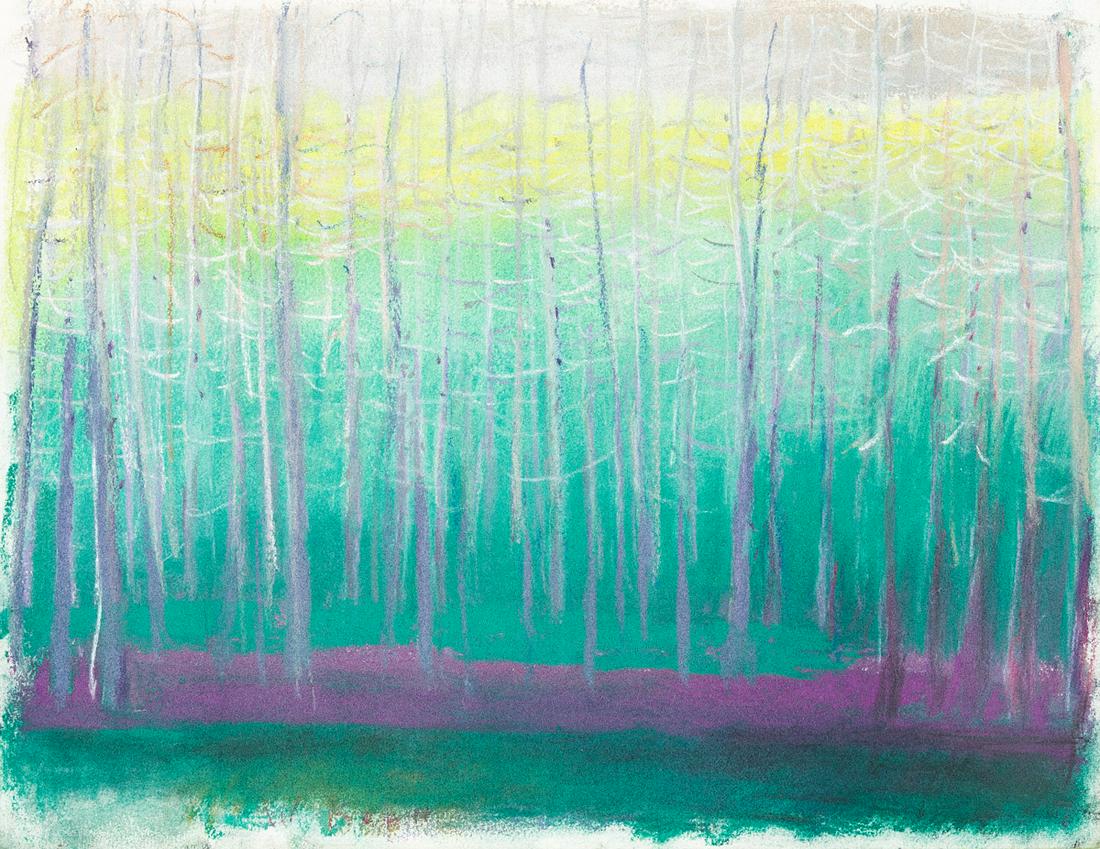 WOLF KAHN Greenwood.: WOLF KAHN Greenwood. Color pastels on cream wove paper, 2000. 332x430 mm; 13¼x17 inches. Signed in pastel, lower center recto.Provenance: Purchased from Thomas Segal Gallery, Baltimore, by the cu