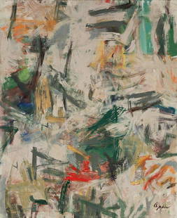 JOHN OPPER (1908 - 1994, AMERICAN) Untitled.: JOHN OPPER (1908 - 1994, AMERICAN) Untitled. Oil on canvas, 1955. Signed, Opper, lower right. Signed, John Opper, and dated, '55, on verso. 1423x1168 mm; 56x46 inches. Provenance: Martha Jackson Galle