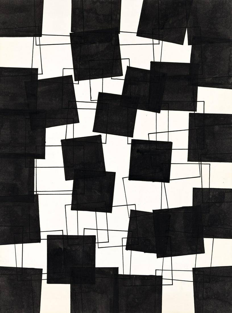 ANGELO TESTA (1918 - 1984, AMERICAN) Untitled, (Black and White Squares).: ANGELO TESTA (1918 - 1984, AMERICAN) Untitled, (Black and White Squares). Ink on illustration board. 508x381 mm; 20x15 inches.