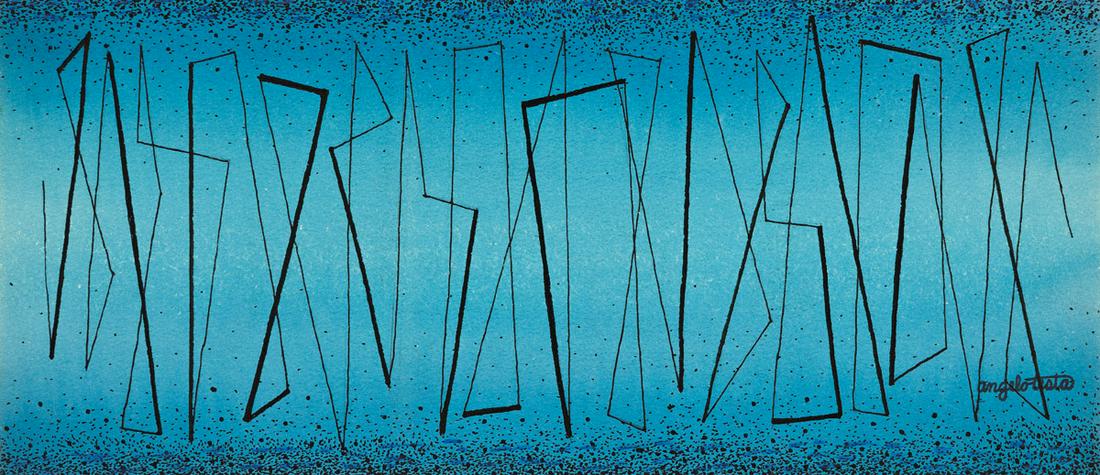 ANGELO TESTA (1918 - 1984, AMERICAN) Untitled, (#278).: ANGELO TESTA (1918 - 1984, AMERICAN) Untitled, (#278). Ink and watercolor on paper, 1950. Signed, Angelo Testa, lower right. Inscribed, 278/3, on verso. 158x363 mm; 6x14 inches. Provenance: Red Dot, N