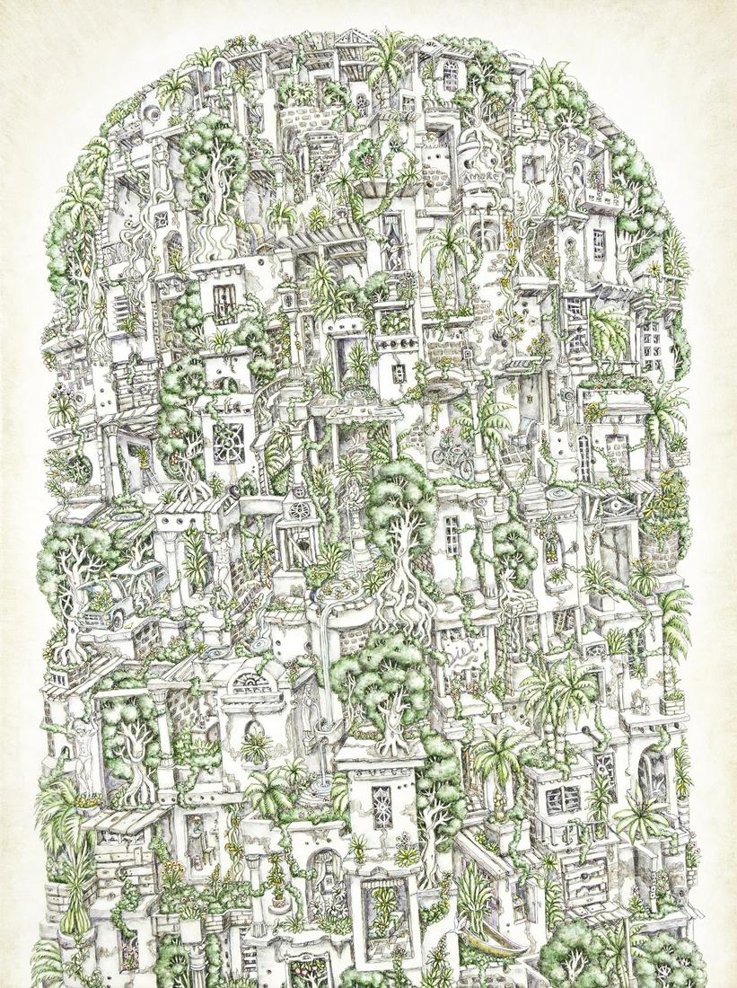 ALEXIS DUQUE (B. 1971, COLOMBIAN/AMERICAN) Green Sierra.: ALEXIS DUQUE (B. 1971, COLOMBIAN/AMERICAN) Green Sierra. Acrylic on canvas, 2020. Signed, Alexis Duque, dated, April 2022, and inscibed as titled on verso. 610x457 mm; 24x18 inches. Provenance: The ar