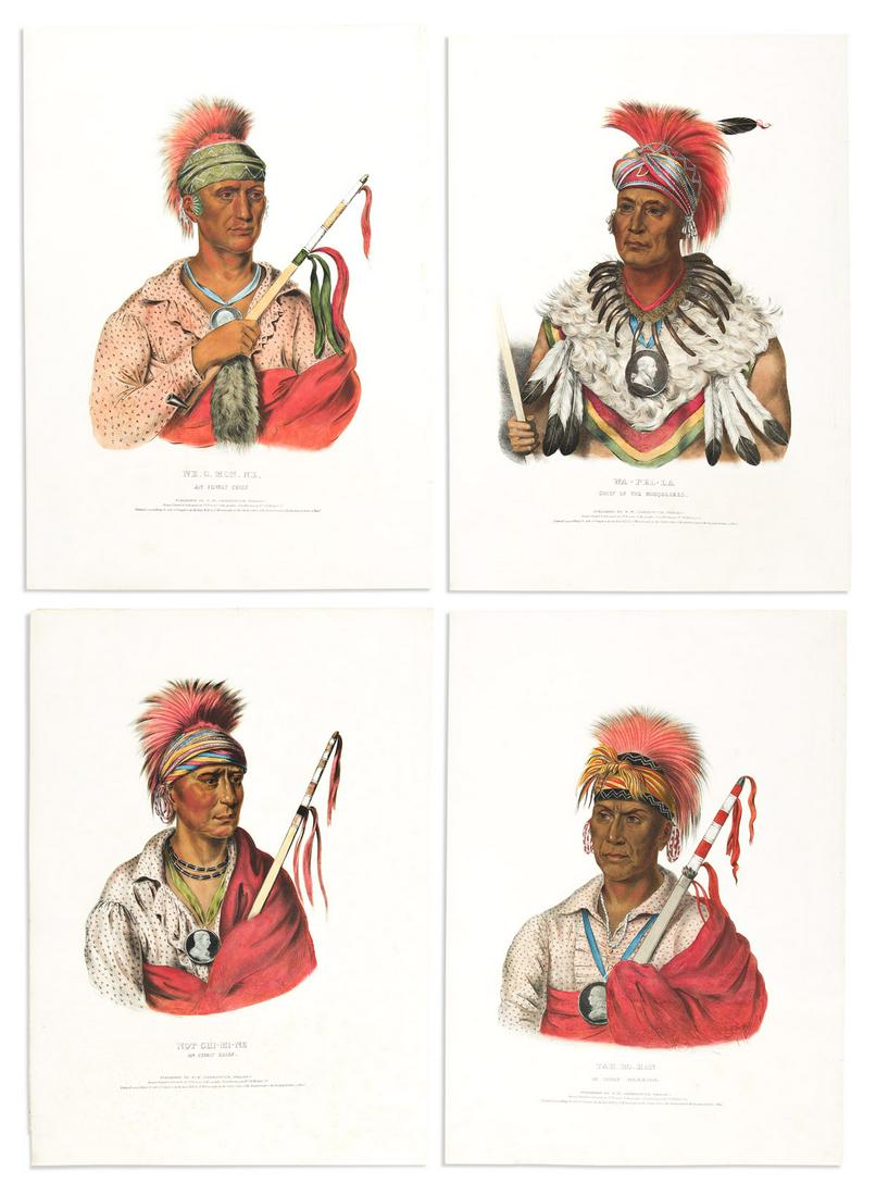 (NATIVE AMERICANS.) Thomas McKenney; and James Hall. Group of 7 hand-colored lithographed plates (1 of 2)