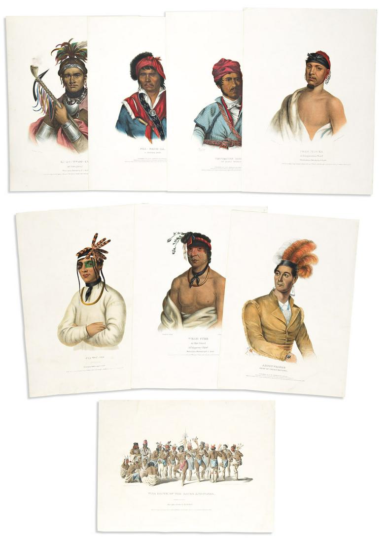 (NATIVE AMERICANS.) Thomas McKenney; and James Hall. Group of 22 hand-colored lithographed plates (1 of 2)