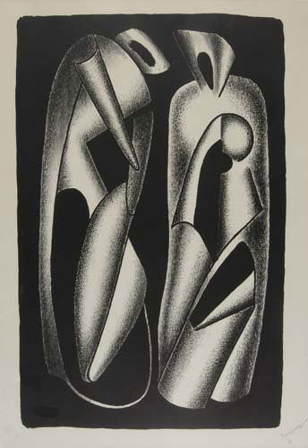 ALEXANDER ARCHIPENKO The Luminosity of Forms.: ALEXANDER ARCHIPENKO The Luminosity of Forms. Lithograph, 1963. 678x444 mm; 26 1/2x17 1/2 inches, full margins. Signed and numbered 31/75 in pencil, lower right. Printed by Erker-Presse, St. Gallen, S