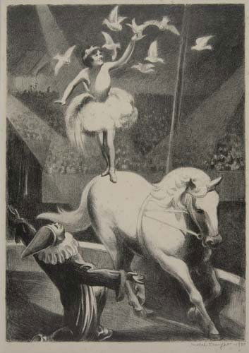 MABEL DWIGHT At the Circus.: MABEL DWIGHT At the Circus. Lithograph, 1930. 340x242 mm; 13 3/8x9 1/2 inches, full margins. Edition of 55. Signed and dated in pencil, lower right. A very good impression. Robinson/Pirog 49. Al