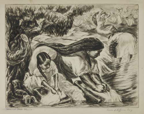 IRWIN D. HOFFMAN Group of 10 etchings.: IRWIN D. HOFFMAN Group of 10 etchings. Hen and Chicks--Mexico * Pastoral, Puerto Rico * Bread and Fruit * African Golfers * The Lucky Play * Mexican Ma