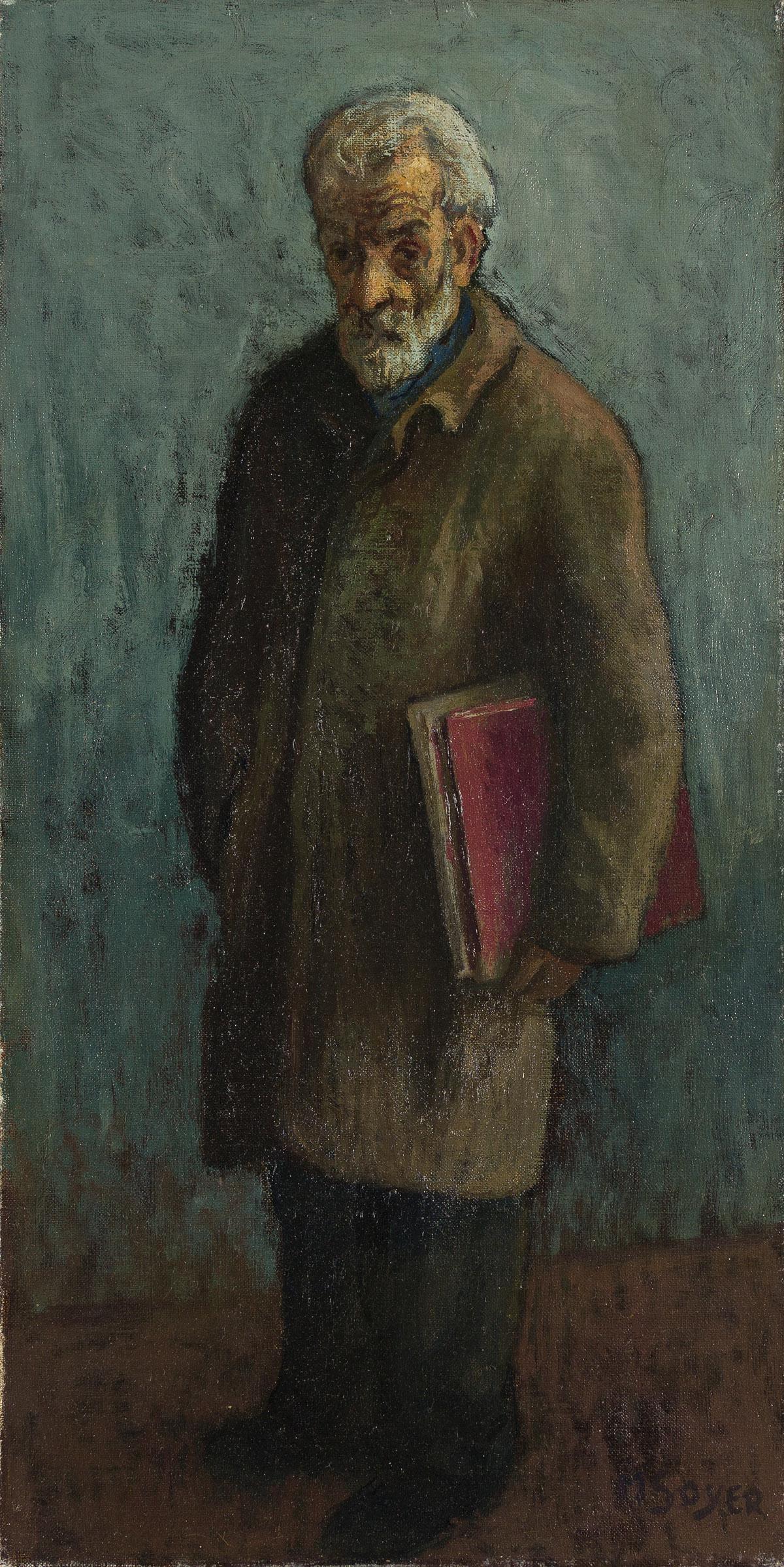 MOSES SOYER (1899-1974) Study for the Lover of Books.: MOSES SOYER (1899-1974)Study for the Lover of Books. Oil on canvas, 1934. Signed, M. Soyer, lower right. 610x305 mm; 24x12 inches. The Lover of Books, for which this painting is a study, is in the col