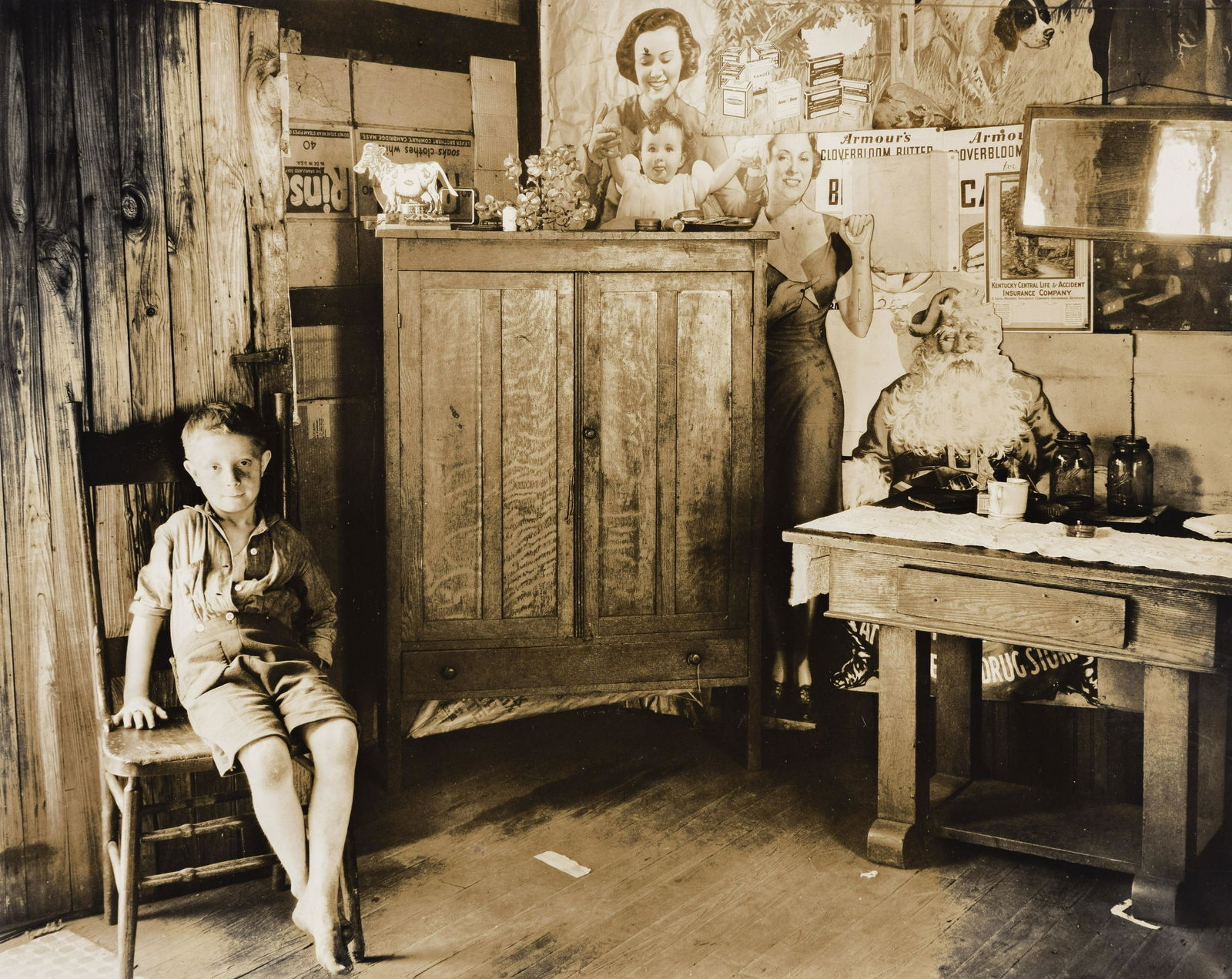 WALKER EVANS (1903-1975) A Coal Miner's Home, Vicinity Morgantown, West Virginia.: WALKER EVANS (1903-1975)A Coal Miner's Home, Vicinity Morgantown, West Virginia. Silver print, the image measuring 191x238 mm; 7½x9 inches, with the Resettlement Administration Photograph stamp