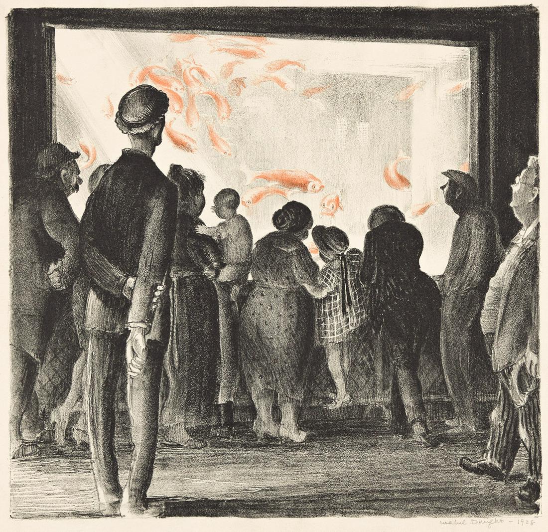 MABEL DWIGHT (1875-1955) Fish.: MABEL DWIGHT (1875-1955)Fish. Color lithograph. 261x273 mm; 10½x10¾ inches, full margins. Edition of 60. Signed and dated in pencil, lower right. Printed by George C. Miller, New York. 1