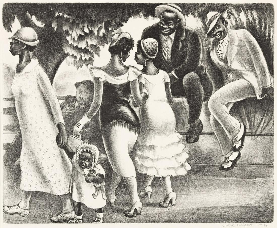 MABEL DWIGHT (1875-1955) Sunday Afternoon.: MABEL DWIGHT (1875-1955)Sunday Afternoon. Lithograph. 260x320 mm; 10¼x12½ inches, wide margins. Second state (of 2). Edition of only 15. Signed and dated in pencil, lower right margin. P