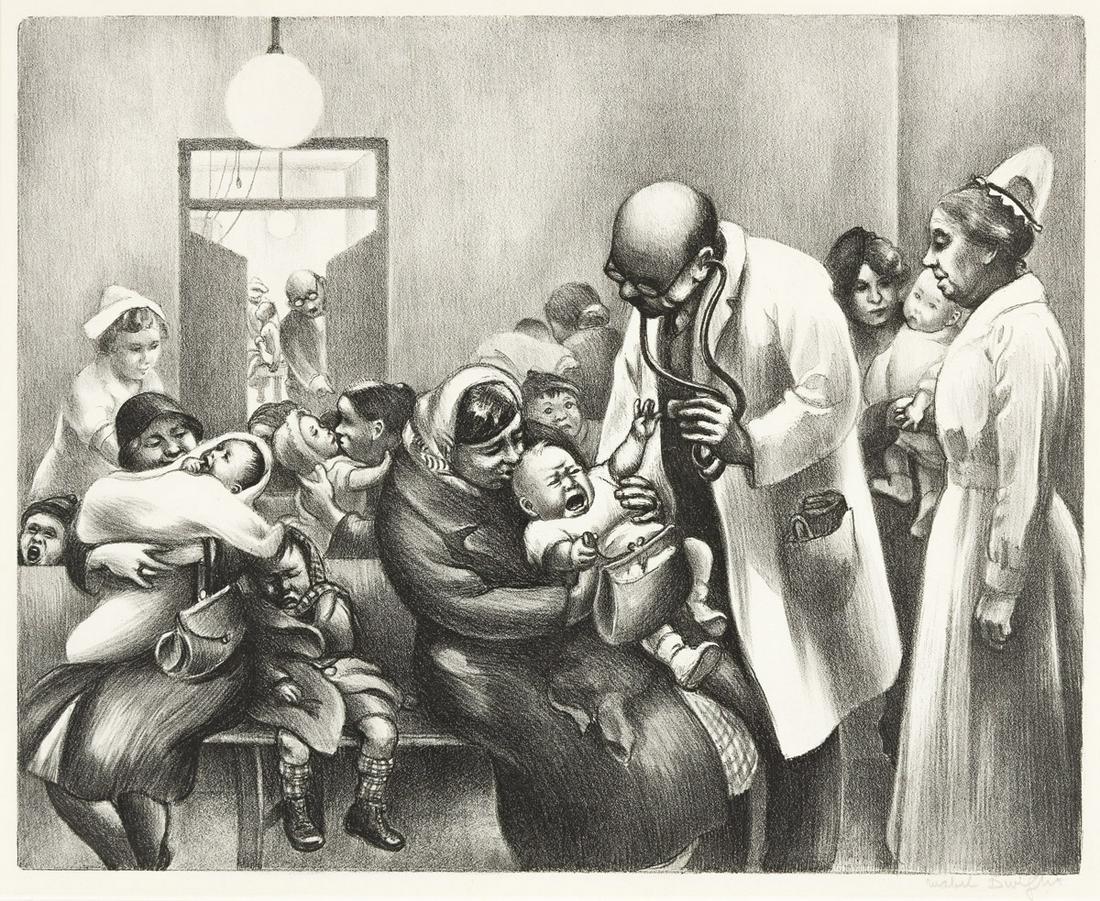 MABEL DWIGHT (1875-1955) Two lithographs.: MABEL DWIGHT (1875-1955)Two lithographs. Children's Clinic (#2). 245x303 mm; 9½x11 inches, full margins. Edition of approximately 100. Signed in pencil, lower right. Printed by George Miller, N