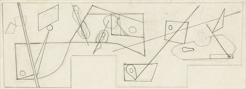 ESPHYR SLOBODKINA (1908-2002) Untitled, (Mural Study).: ESPHYR SLOBODKINA (1908-2002)Untitled, (Mural Study). Pencil on paper, circa 1938. 102x254 mm; 4x10 inches. Provenance: The artist; Private collection. Esphyr Slobodkina married Ilya Bolotowsky in 193