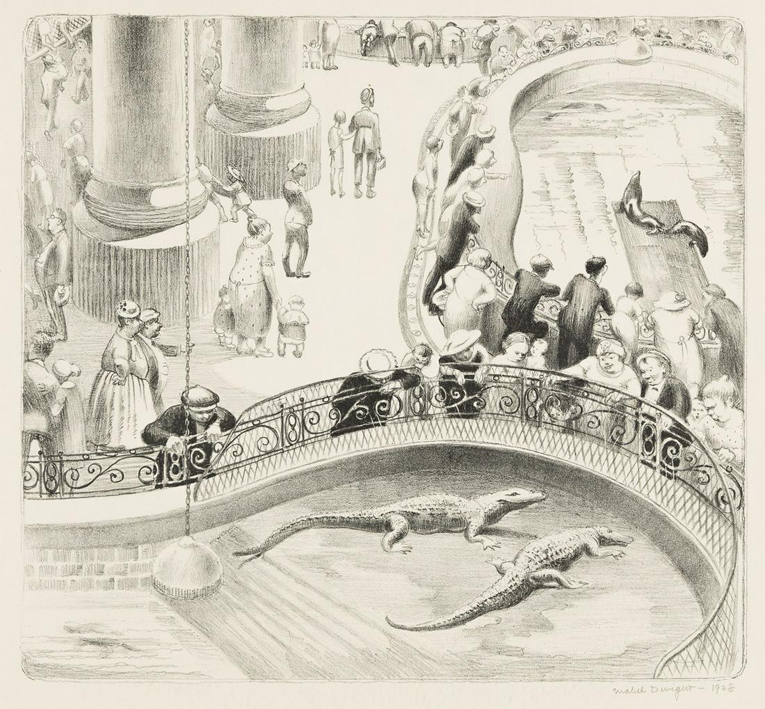 MABEL DWIGHT (1875-1955) Aquarium (Alligators).: MABEL DWIGHT (1875-1955)Aquarium (Alligators). Lithograph. 284x310 mm; 11¼x12¼ inches, full margins. Edition of 50. Signed and dated in pencil, lower right recto. Printed by George C. Mi