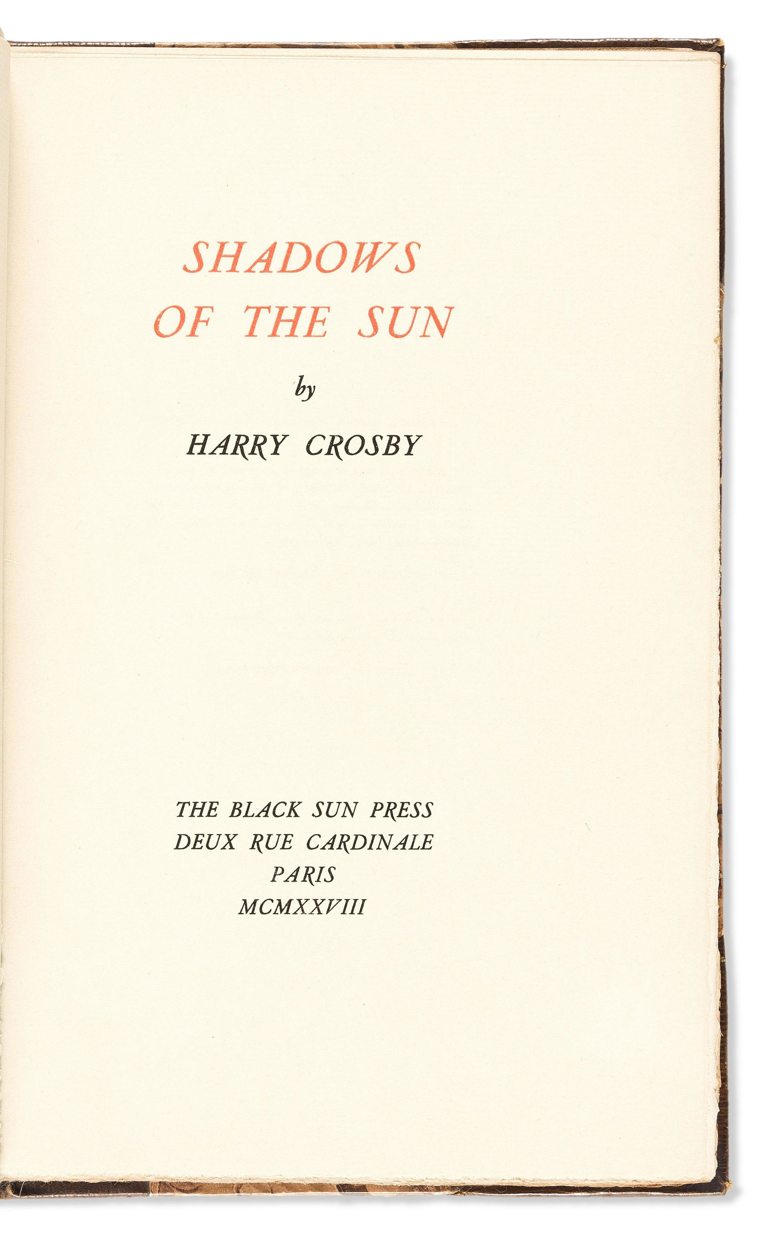 BLACK SUN PRESS. Crosby, Harry. Shadows of the Sun (First and Second Series). (1 of 3)